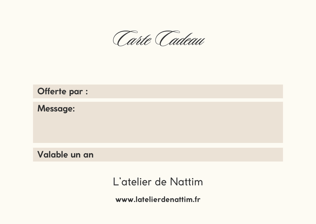 Carte cadeau l'atelier de Nattim